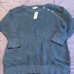 Women's LOFT Blue Sweater with Button Detail